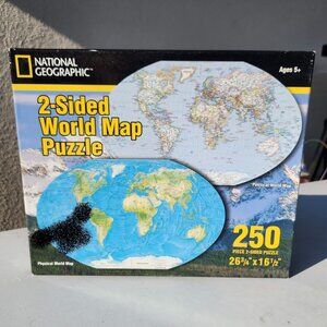 National Geographic 2-sided World Map 250 Piece Jigsaw Puzzle 26"x16"